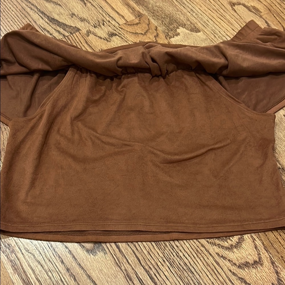 Design Lab Lord & Taylor Brown Ruffled Tiered Mini Top - Picture 4 of 5